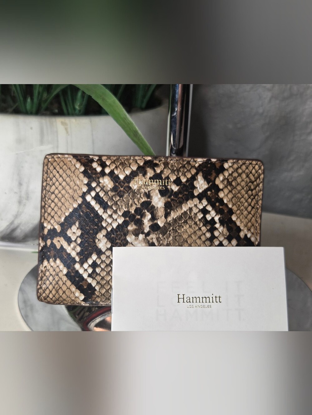 Hammitt 40 West Domino Snake Embossed Leather Wallet Magnetic Snap - Picture 10 of 10